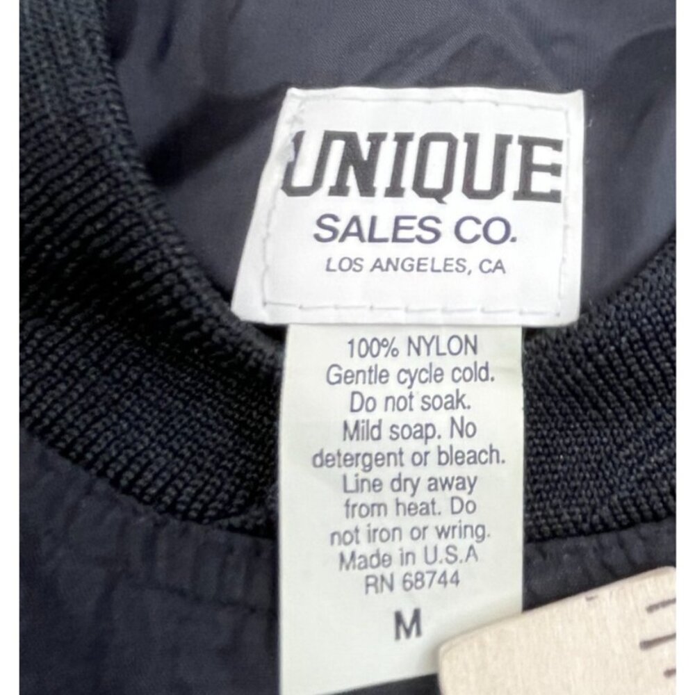 Unique Sales Co Crewneck Mens Medium Black Nylon Adams USA Pullover Made USA Y2K - Picture 3 of 7